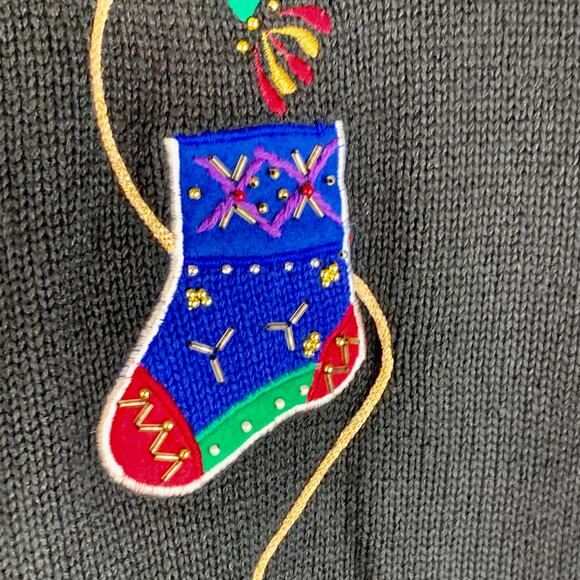 Designer Studio L Black Christmas Cardigan Pretty Sweater Zips - Picture 7 of 13